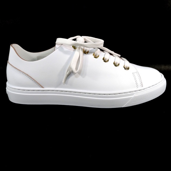 BALDININI 🇮🇹 WHITE LEATHER COMFORT FLAT SNEAKERS - Picture 4 of 8